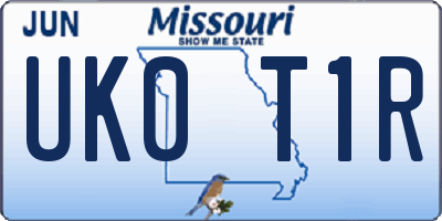 MO license plate UK0T1R