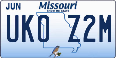 MO license plate UK0Z2M