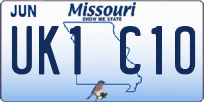 MO license plate UK1C1O