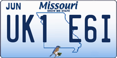 MO license plate UK1E6I