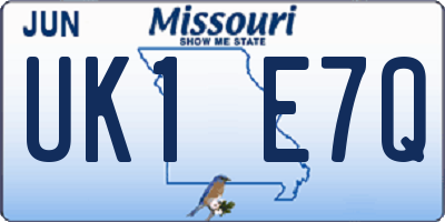 MO license plate UK1E7Q