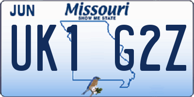 MO license plate UK1G2Z