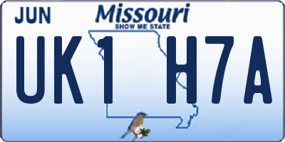 MO license plate UK1H7A
