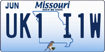 MO license plate UK1I1W