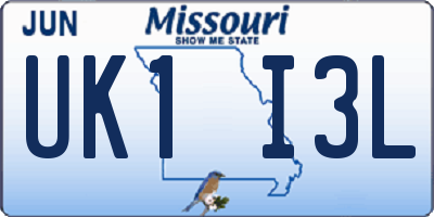 MO license plate UK1I3L