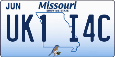 MO license plate UK1I4C