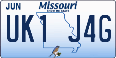 MO license plate UK1J4G