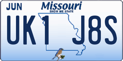 MO license plate UK1J8S