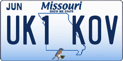 MO license plate UK1K0V