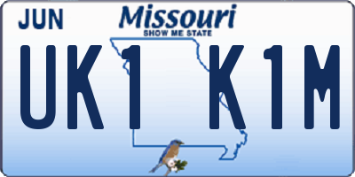 MO license plate UK1K1M