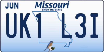 MO license plate UK1L3I