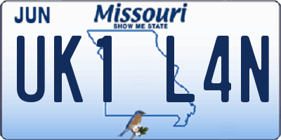 MO license plate UK1L4N
