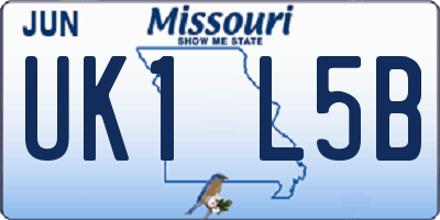 MO license plate UK1L5B