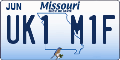 MO license plate UK1M1F