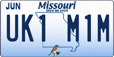 MO license plate UK1M1M