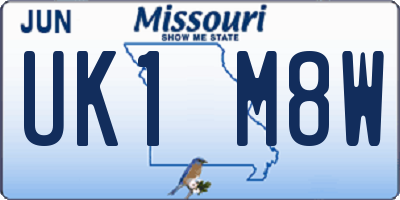 MO license plate UK1M8W