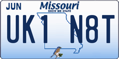 MO license plate UK1N8T
