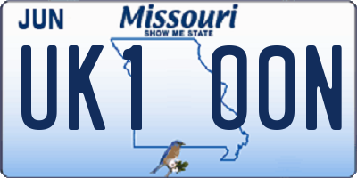 MO license plate UK1O0N