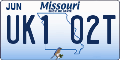 MO license plate UK1O2T
