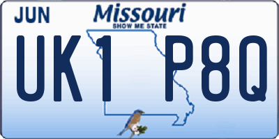 MO license plate UK1P8Q