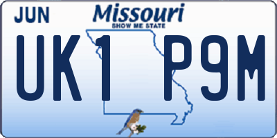 MO license plate UK1P9M