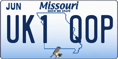 MO license plate UK1Q0P