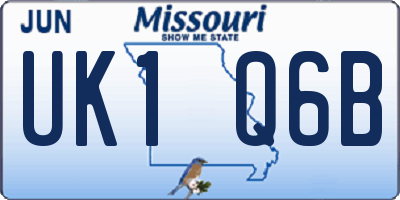 MO license plate UK1Q6B