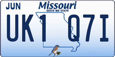 MO license plate UK1Q7I
