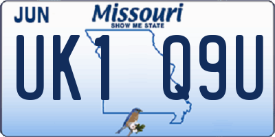 MO license plate UK1Q9U
