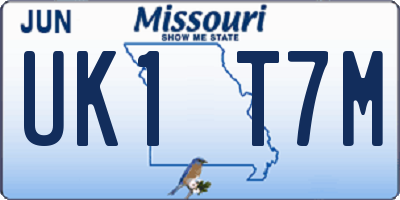 MO license plate UK1T7M