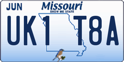 MO license plate UK1T8A