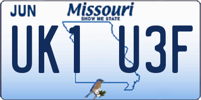 MO license plate UK1U3F