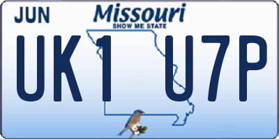 MO license plate UK1U7P
