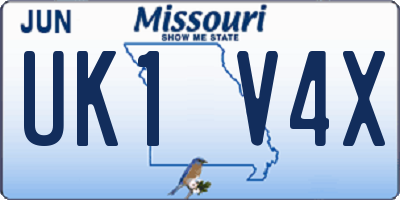 MO license plate UK1V4X