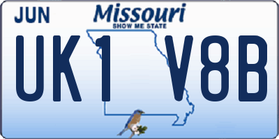 MO license plate UK1V8B