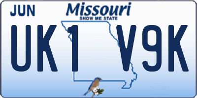 MO license plate UK1V9K