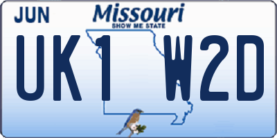 MO license plate UK1W2D