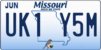 MO license plate UK1Y5M
