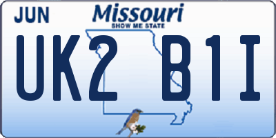 MO license plate UK2B1I