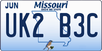 MO license plate UK2B3C