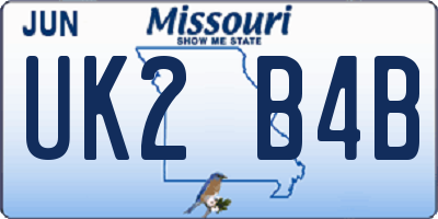 MO license plate UK2B4B