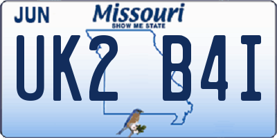 MO license plate UK2B4I