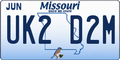 MO license plate UK2D2M