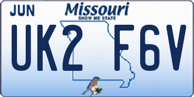 MO license plate UK2F6V
