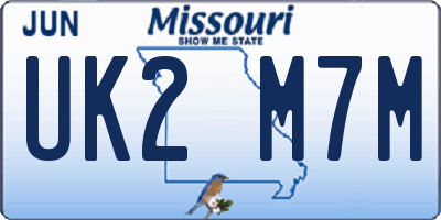 MO license plate UK2M7M