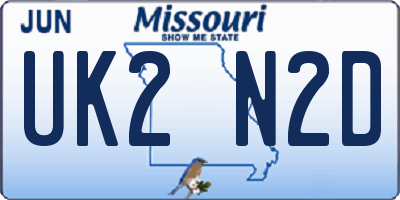 MO license plate UK2N2D