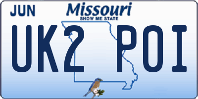 MO license plate UK2P0I