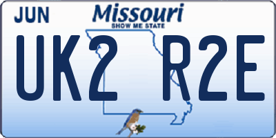 MO license plate UK2R2E