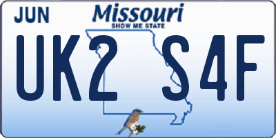 MO license plate UK2S4F