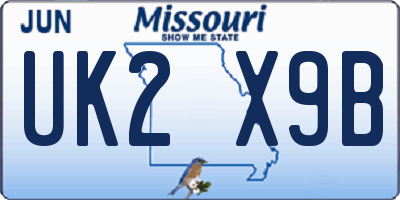 MO license plate UK2X9B